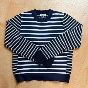 Women’s Madewell Mixed-Yarn Navy & White Striped Sweater Size S